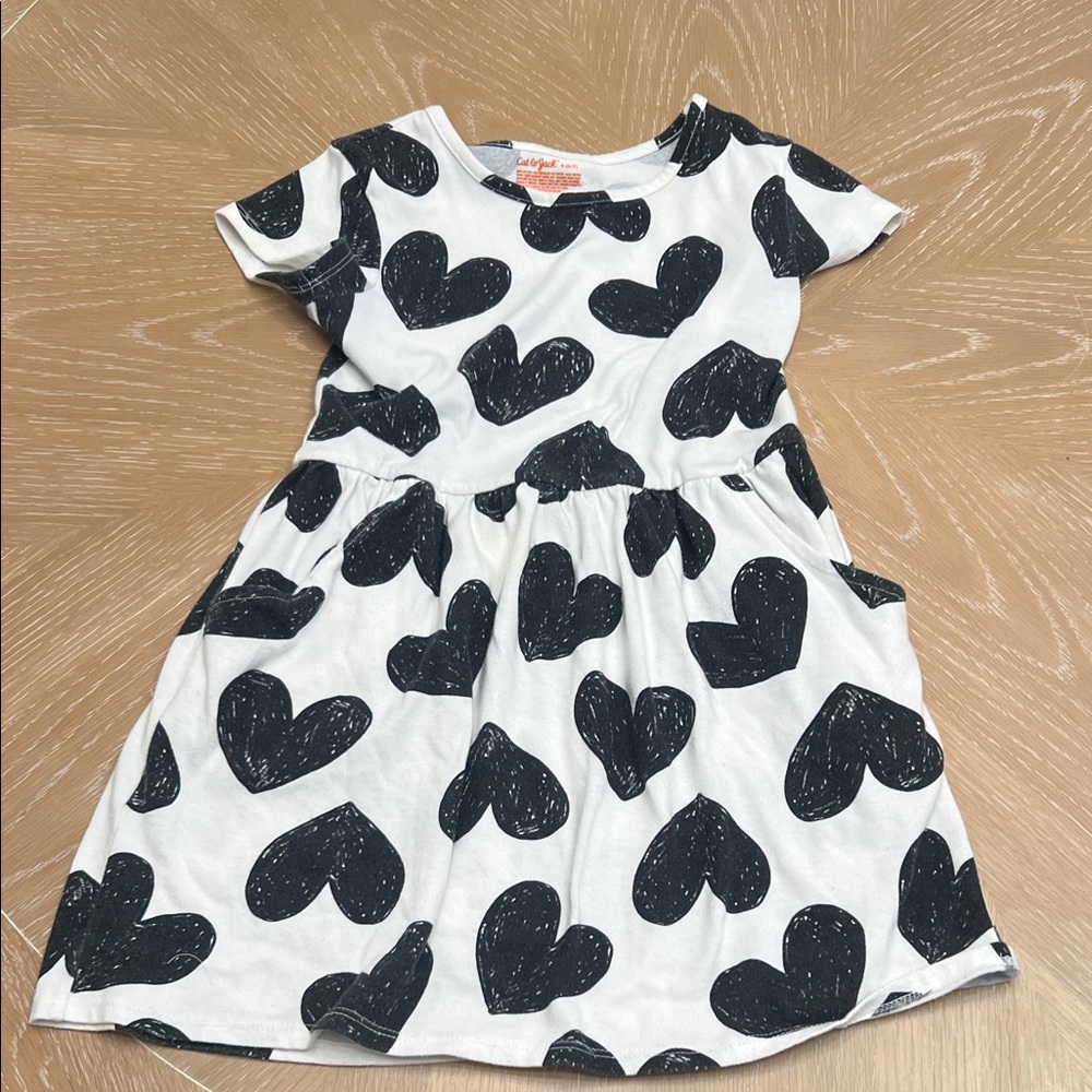 Cat & Jack Black Heart Print Kids Dress
